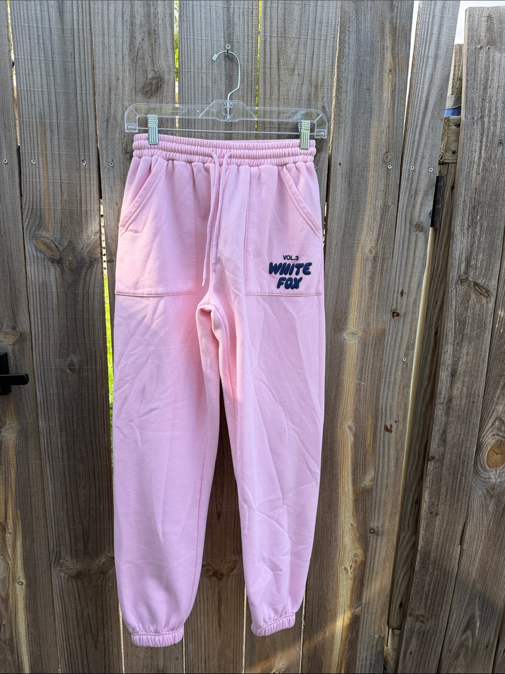 White Fox Light Pink Track Joggers sz xs